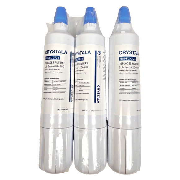 3 New Crystala Cf24 Refrigerator Water Filter Replaces Subzero 4204490 Filter - Picture 1 of 4